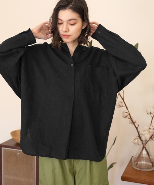 niko and...（ニコアンド）の「リネンリヨセルスキッパーシャツ（シャツ/ブラウス・レディース・オフホワイト/ブルー/ブラック/アイボリー・MEDIUM/LARGE）」の2枚目の写真