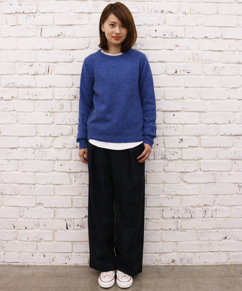 CIAOPANIC（チャオパニック）の「【Ciaopanic】ウォッシャブル天竺編みC/N（ニット/セーター・レディース・アイボリー/グリーン/ダークブルー/ネイビー/ピンク/オレンジ/グレー・FREE）」の12枚目の写真