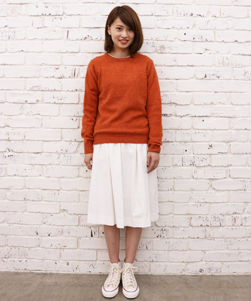 CIAOPANIC（チャオパニック）の「【Ciaopanic】ウォッシャブル天竺編みC/N（ニット/セーター・レディース・アイボリー/グリーン/ダークブルー/ネイビー/ピンク/オレンジ/グレー・FREE）」の11枚目の写真