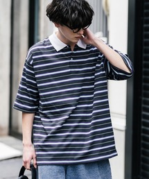 Rocky Monroe | オーバーサイズマルチボーダー半袖ポロシャツ(ポロシャツ)