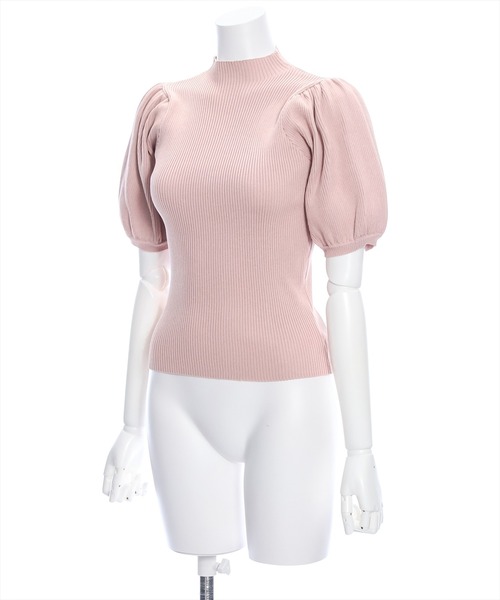 clear（クリア）の「パフスリーブ半袖リブニットトップス（ニット/セーター・レディース・オフホワイト/ブラック/ベージュ/ラベンダー/ピンク・F）」の6枚目の写真