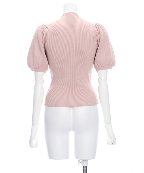 clear（クリア）の「パフスリーブ半袖リブニットトップス（ニット/セーター・レディース・オフホワイト/ブラック/ベージュ/ラベンダー/ピンク・F）」の9枚目の写真