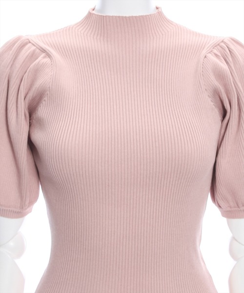 clear（クリア）の「パフスリーブ半袖リブニットトップス（ニット/セーター・レディース・オフホワイト/ブラック/ベージュ/ラベンダー/ピンク・F）」の11枚目の写真