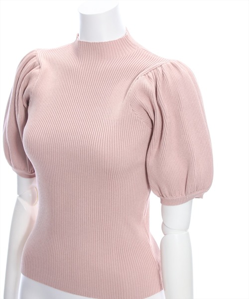 clear（クリア）の「パフスリーブ半袖リブニットトップス（ニット/セーター・レディース・オフホワイト/ブラック/ベージュ/ラベンダー/ピンク・F）」の12枚目の写真