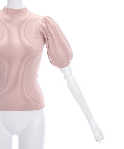 clear（クリア）の「パフスリーブ半袖リブニットトップス（ニット/セーター・レディース・オフホワイト/ブラック/ベージュ/ラベンダー/ピンク・F）」の10枚目の写真