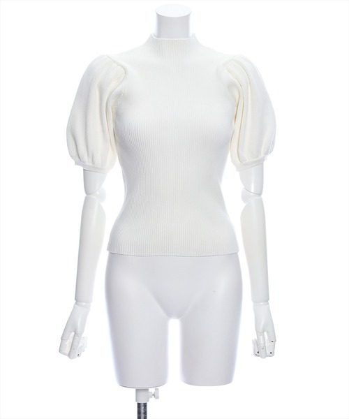 clear（クリア）の「パフスリーブ半袖リブニットトップス（ニット/セーター・レディース・オフホワイト/ブラック/ベージュ/ラベンダー/ピンク・F）」の16枚目の写真