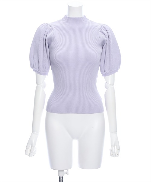 clear（クリア）の「パフスリーブ半袖リブニットトップス（ニット/セーター・レディース・オフホワイト/ブラック/ベージュ/ラベンダー/ピンク・F）」の17枚目の写真