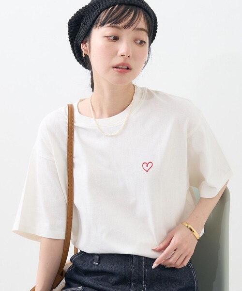 FREAK'S STORE（フリークスストア）の「ワンポイントハート刺繍 ベーシックTシャツ（Tシャツ/カットソー・レディース・チャコールグレー/オフホワイト/ライトグレー/ピンク/その他13・ﾌﾘ-）」の16枚目の写真