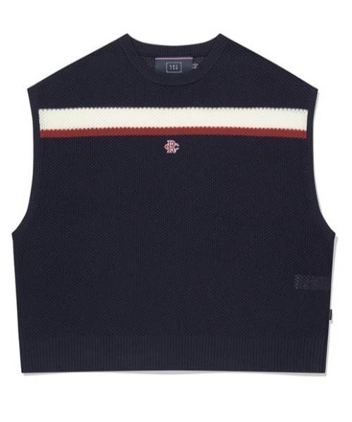 ROMANTIC CROWN（ロマンティッククラウン）の「A'GEM/9 × .kom 『ROMANTIC CROWN/ロマンティック クラウン』 DOUBLE LINE WAFFLE KNIT VEST/ラインニットベスト（ベスト・メンズ・アイボリー/ネイビー・L）」の13枚目の写真