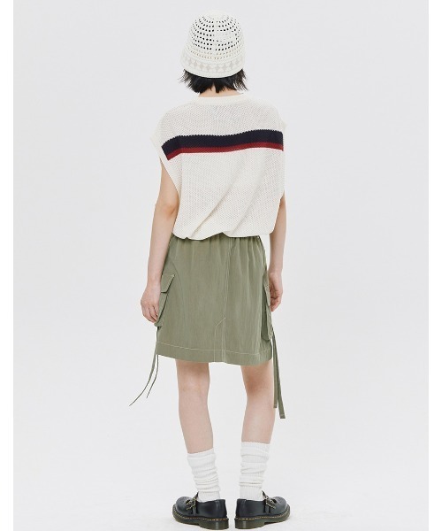 ROMANTIC CROWN（ロマンティッククラウン）の「A'GEM/9 × .kom 『ROMANTIC CROWN/ロマンティック クラウン』 DOUBLE LINE WAFFLE KNIT VEST/ラインニットベスト（ベスト・メンズ・アイボリー/ネイビー・L）」の5枚目の写真