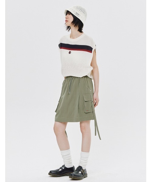 ROMANTIC CROWN（ロマンティッククラウン）の「A'GEM/9 × .kom 『ROMANTIC CROWN/ロマンティック クラウン』 DOUBLE LINE WAFFLE KNIT VEST/ラインニットベスト（ベスト・メンズ・アイボリー/ネイビー・L）」の4枚目の写真