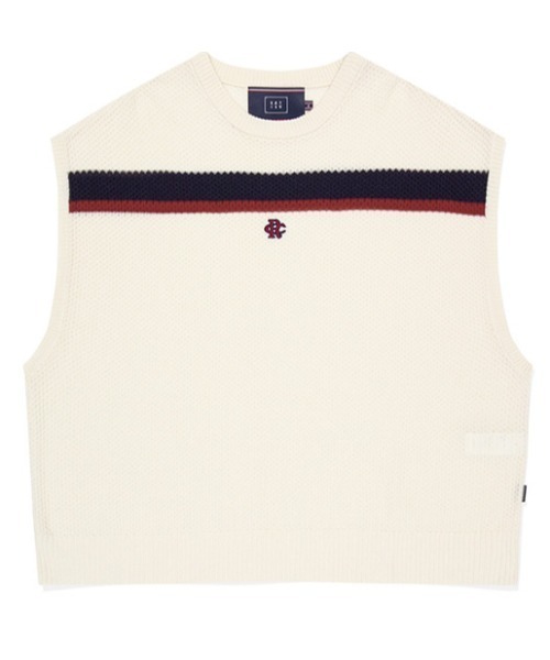 ROMANTIC CROWN（ロマンティッククラウン）の「A'GEM/9 × .kom 『ROMANTIC CROWN/ロマンティック クラウン』 DOUBLE LINE WAFFLE KNIT VEST/ラインニットベスト（ベスト・メンズ・アイボリー/ネイビー・L）」の10枚目の写真