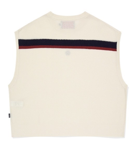 ROMANTIC CROWN（ロマンティッククラウン）の「A'GEM/9 × .kom 『ROMANTIC CROWN/ロマンティック クラウン』 DOUBLE LINE WAFFLE KNIT VEST/ラインニットベスト（ベスト・メンズ・アイボリー/ネイビー・L）」の11枚目の写真