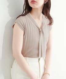 natural couture | パールバー付ボウタイニットプルオーバー(キャミソール)