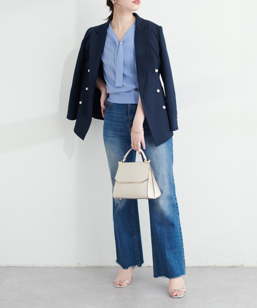 natural couture（ナチュラルクチュール）の「パールバー付ボウタイニットプルオーバー（キャミソール・レディース・アイボリー/グレイッシュベージュ/ブラック/ネイビー/パープル/ブルー系その他・FREE）」の18枚目の写真