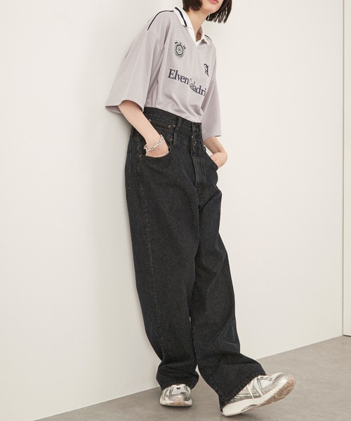 Alfred Alex（アルフレッドアレックス）の「【Alfred Alex】ヴィンテージメイク ダブルウエスト ワイドテーパードデニムパンツ（デニムパンツ・メンズ・ブラック/グレー/インディゴブルー・S/M/L）」の11枚目の写真