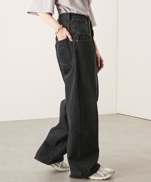 Alfred Alex（アルフレッドアレックス）の「【Alfred Alex】ヴィンテージメイク ダブルウエスト ワイドテーパードデニムパンツ（デニムパンツ・メンズ・ブラック/グレー/インディゴブルー・S/M/L）」の16枚目の写真