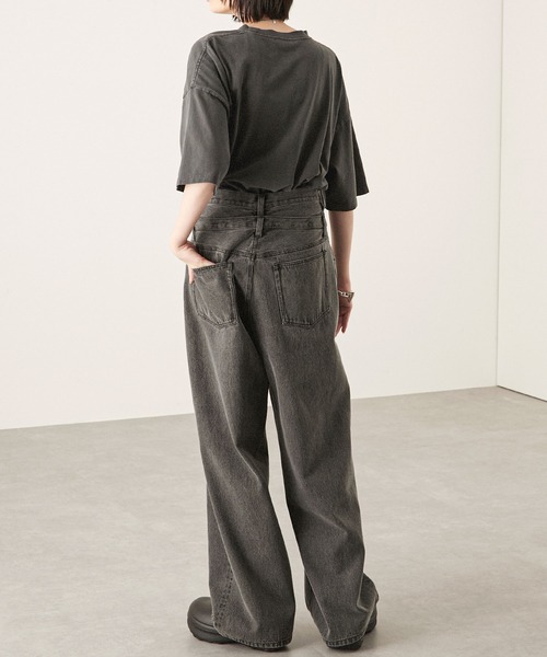 Alfred Alex（アルフレッドアレックス）の「【Alfred Alex】ヴィンテージメイク ダブルウエスト ワイドテーパードデニムパンツ（デニムパンツ・メンズ・ブラック/グレー/インディゴブルー・S/M/L）」の4枚目の写真