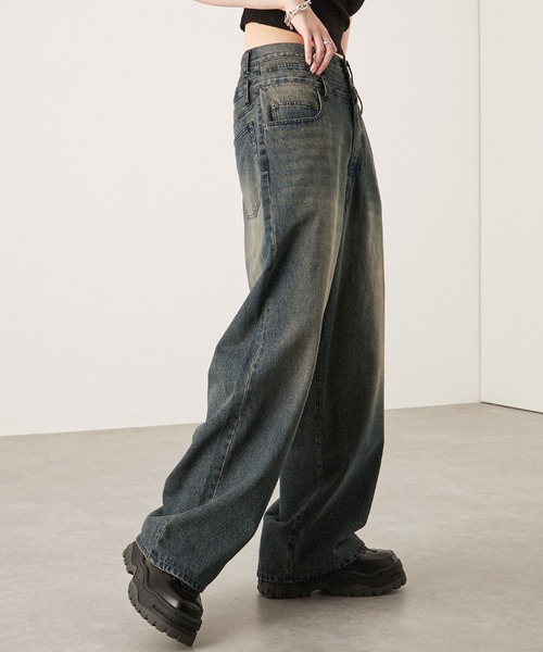 【美品】アレキサンダーマックイーン・デニムパンツ・ダブルニー・21SS・ワイド 美品】アレキサンダーマックイーン・デニムパンツ・ダブルニー
