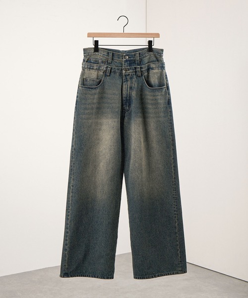 Alfred Alex】ヴィンテージメイク ダブルウエスト ワイドテーパード