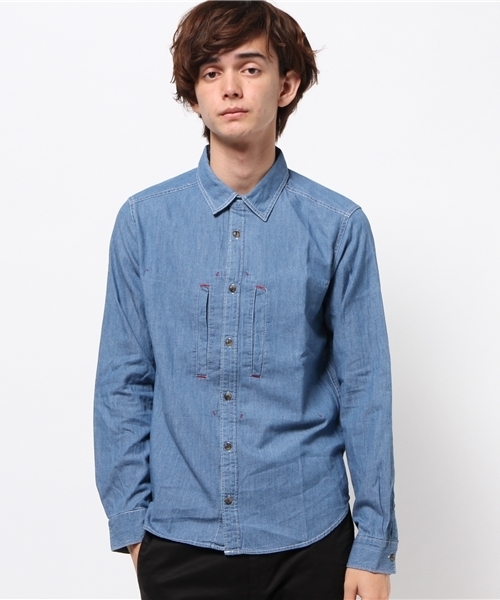 SEVENDAYS=SUNDAY（セブンデイズサンデイ）の「ＩＬＬＹ　シャンブレーシャツ（シャツ/ブラウス・メンズ・サックスブルー/ホワイト・SMALL/LARGE/MEDIUM）」の2枚目の写真