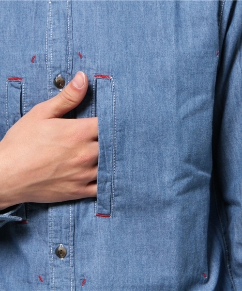 SEVENDAYS=SUNDAY（セブンデイズサンデイ）の「ＩＬＬＹ　シャンブレーシャツ（シャツ/ブラウス・メンズ・サックスブルー/ホワイト・SMALL/LARGE/MEDIUM）」の8枚目の写真