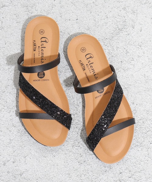 PLAKTON(プラクトン)の「【PLAKTON】カラー別注 バイカラーグリッターサンダル(サンダル・レディース・ブラック/ホワイト/ピンク・S/M/L)」の8枚目の写真