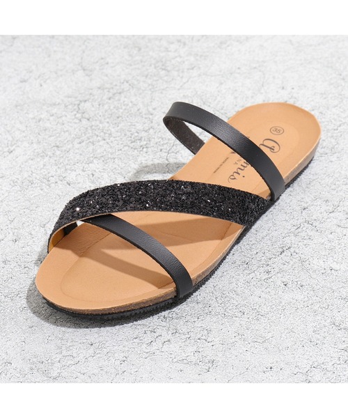 PLAKTON(プラクトン)の「【PLAKTON】カラー別注 バイカラーグリッターサンダル(サンダル・レディース・ブラック/ホワイト/ピンク・S/M/L)」の6枚目の写真