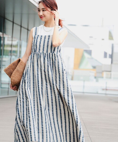 B:MING by BEAMS（ビーミングバイビームス）の「B:MING by BEAMS / ストライプ キャミ ワンピース（ワンピース・レディース・ブルー/ブラウン系その他・MEDIUM/SMALL）」の5枚目の写真