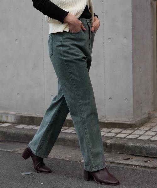 デニムツイル ストレートパンツ