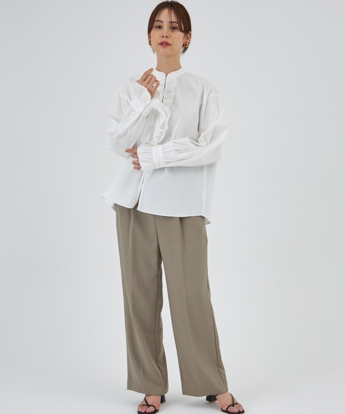 INED CLARO（イネドクラロ）の「フロントフリルシャツ（シャツ/ブラウス・レディース・オフホワイト/ブラウン・フリー）」の13枚目の写真