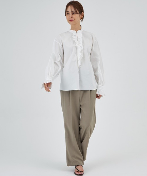 INED CLARO（イネドクラロ）の「フロントフリルシャツ（シャツ/ブラウス・レディース・オフホワイト/ブラウン・フリー）」の14枚目の写真