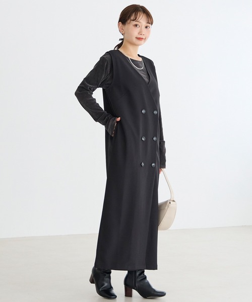 LAVEANGE（ラビアンジェ）の「ダブル釦ジャンスカワンピース（ジャンパースカート・レディース・ブラック/モカ/ネイビー・4L/3L/LL/M/5L）」の6枚目の写真