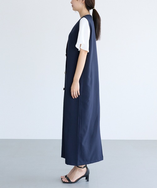 LAVEANGE（ラビアンジェ）の「ダブル釦ジャンスカワンピース（ジャンパースカート・レディース・ブラック/モカ/ネイビー・4L/3L/LL/M/5L）」の16枚目の写真