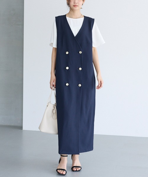 LAVEANGE（ラビアンジェ）の「ダブル釦ジャンスカワンピース（ジャンパースカート・レディース・ブラック/モカ/ネイビー・4L/3L/LL/M/5L）」の10枚目の写真