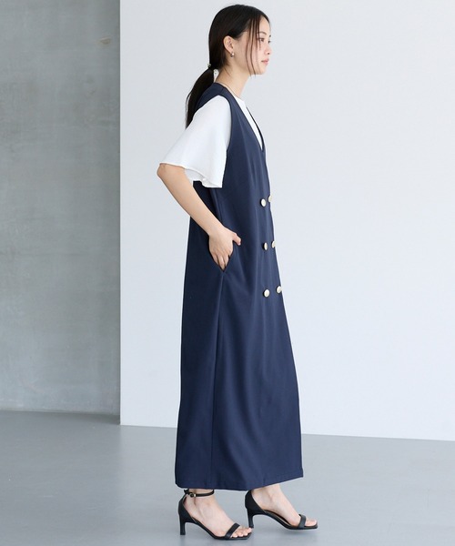 LAVEANGE（ラビアンジェ）の「ダブル釦ジャンスカワンピース（ジャンパースカート・レディース・ブラック/モカ/ネイビー・4L/3L/LL/M/5L）」の11枚目の写真