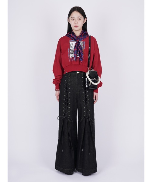 パンツ PAMEO POSE Laces-up Denim Baggy Trousers セール】Laces-up Denim Baggy Trousers（デニムパンツ）｜PAMEO