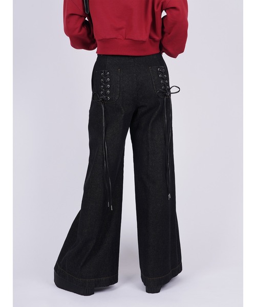 PAMEO POSE（パメオポーズ）の「Laces-up Denim Baggy Trousers（デニムパンツ・レディース・ブラック/スカイブルー・SMALL/MEDIUM/LARGE）」の14枚目の写真