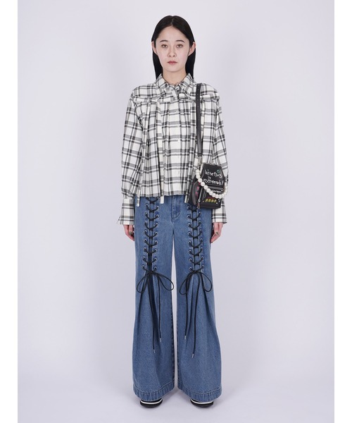 パンツ PAMEO POSE Laces-up Denim Baggy Trousers Pearl Denim Baggy Trousers – PAMEO POSE | 公式オンラインストア