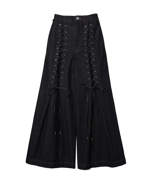 PAMEO POSE（パメオポーズ）の「Laces-up Denim Baggy Trousers（デニムパンツ・レディース・ブラック/スカイブルー・SMALL/MEDIUM/LARGE）」の4枚目の写真