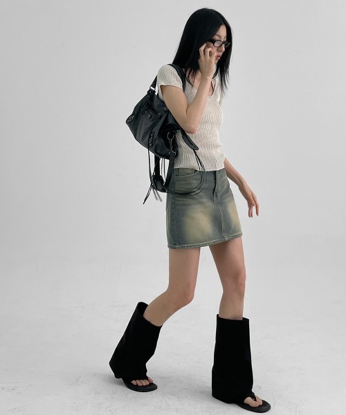 BLACKUP（ブラックアップ）の「[MADE]  ペストデニムミニスカート（デニムスカート・レディース・ブルー・LARGE/MEDIUM/SMALL）」の7枚目の写真