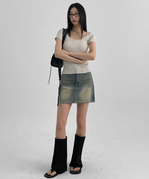 BLACKUP（ブラックアップ）の「[MADE]  ペストデニムミニスカート（デニムスカート・レディース・ブルー・LARGE/MEDIUM/SMALL）」の4枚目の写真