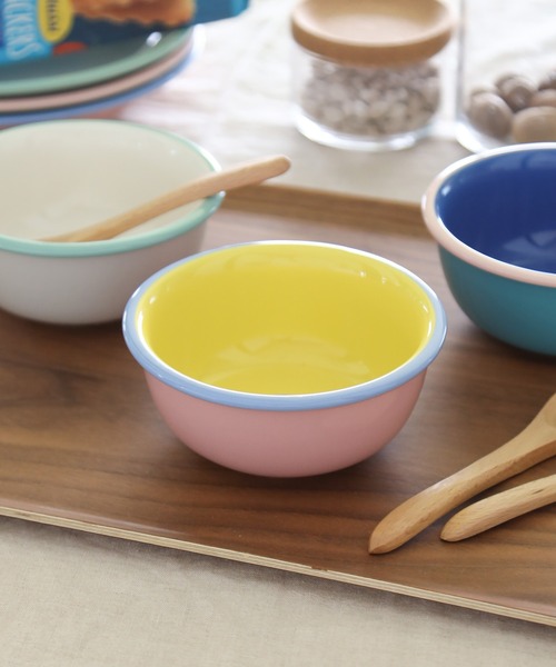 BAYFLOW（ベイフロー）の「[電子レンジ・食洗機OK]BFホウロウ風ボール（食器・レディース・ブルー/ピンク/グレー・0）」の3枚目の写真