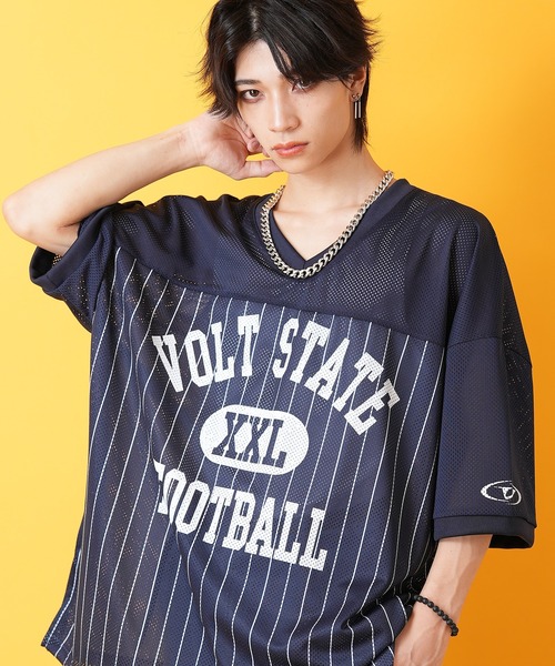 セール】a.p.o.v. レトロロゴ＆ストライプメッシュサッカーゲーム