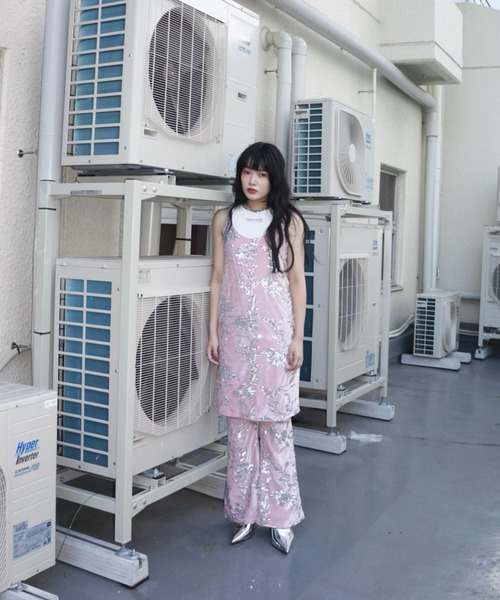 rose spangle camisole OP / スパンコールキャミワンピ(ワンピース)|musubore(ムスボレ) rose spangle camisole OP / スパンコールキャミワンピ(ワンピース)|musubore(ムスボレ)