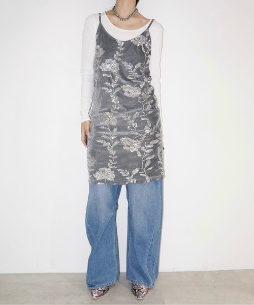 rose spangle camisole OP / スパンコールキャミワンピ(ワンピース)|musubore(ムスボレ) rose spangle camisole OP / スパンコールキャミワンピ(ワンピース)|musubore(ムスボレ)