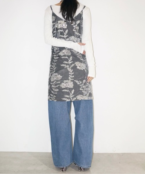 rose spangle camisole OP / スパンコールキャミワンピ(ワンピース)|musubore(ムスボレ) rose spangle camisole OP / スパンコールキャミワンピ(ワンピース)|musubore(ムスボレ)