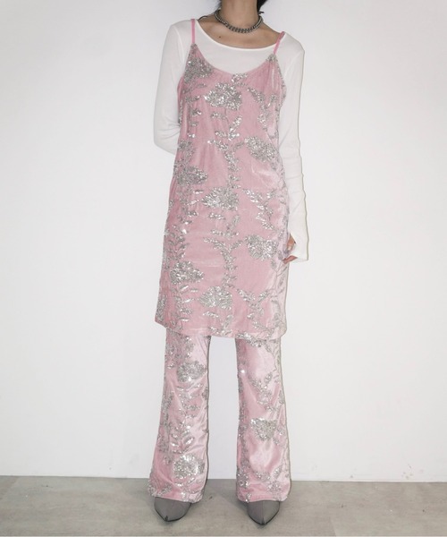 rose spangle camisole OP / スパンコールキャミワンピ(ワンピース)|musubore(ムスボレ) rose spangle camisole OP / スパンコールキャミワンピ(ワンピース)|musubore(ムスボレ)