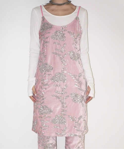 musubore（ムスボレ）の「rose spangle camisole OP / スパンコールキャミワンピ（ワンピース・レディース・ピンク/シルバー・FREE）」の10枚目の写真