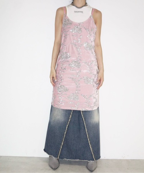 rose spangle camisole OP / スパンコールキャミワンピ(ワンピース)|musubore(ムスボレ) rose spangle camisole OP / スパンコールキャミワンピ(ワンピース)|musubore(ムスボレ)